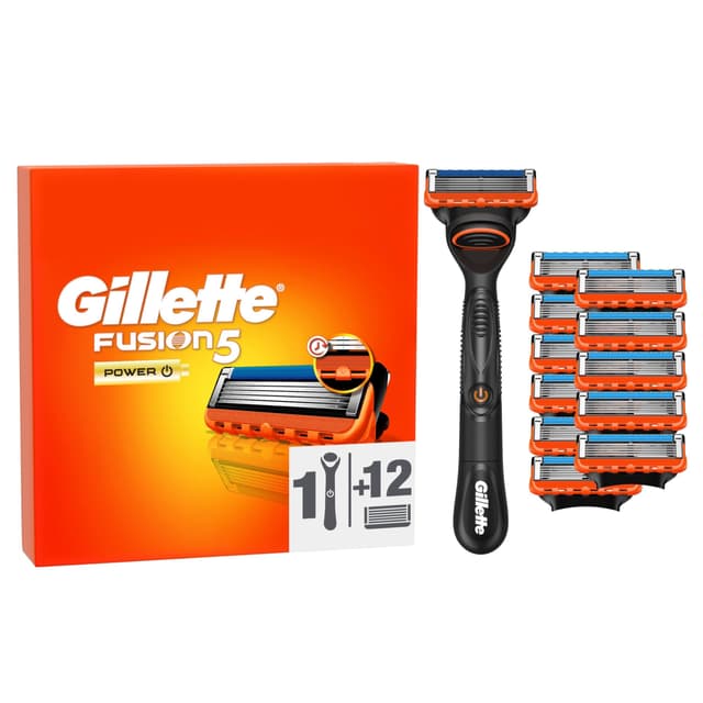 🪒🌟 Gillette Fusion5 Power Rasierer für Männer + 12 Klingen NEU 🌟🪒