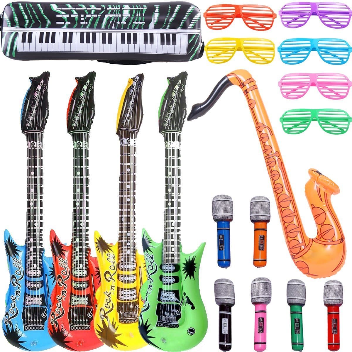 🎸🎤🕶 Aufblasbare Rock Star Toy Set-18 Stück Party Props-Party Gefälligkeiten 🎉