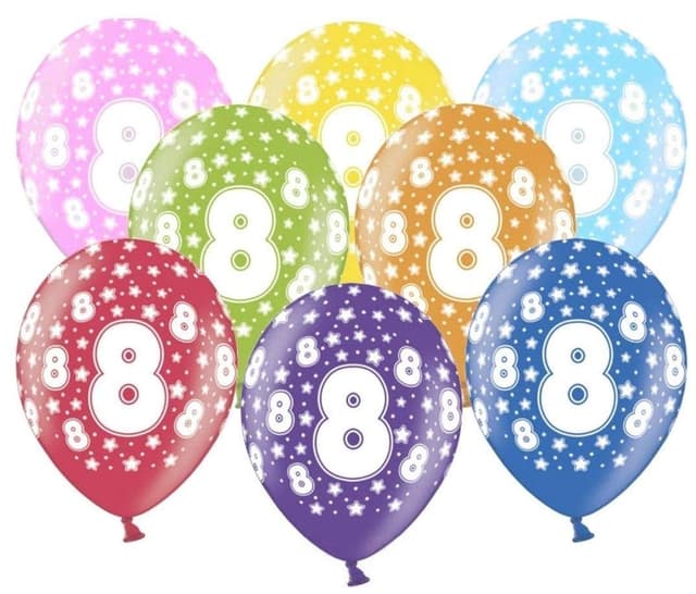 10 kunterbunte Luftballons 8. Geburtstag Deko 🎈🎉
