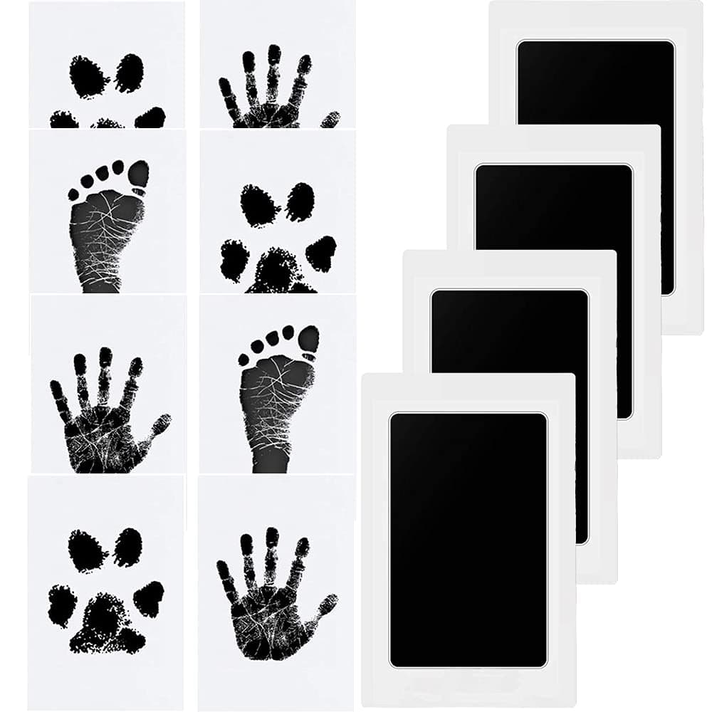 Baby Hand- und Fußabdruck Set 🎀 4 Stempelkissen 🐾 Baby Shower Geschenk