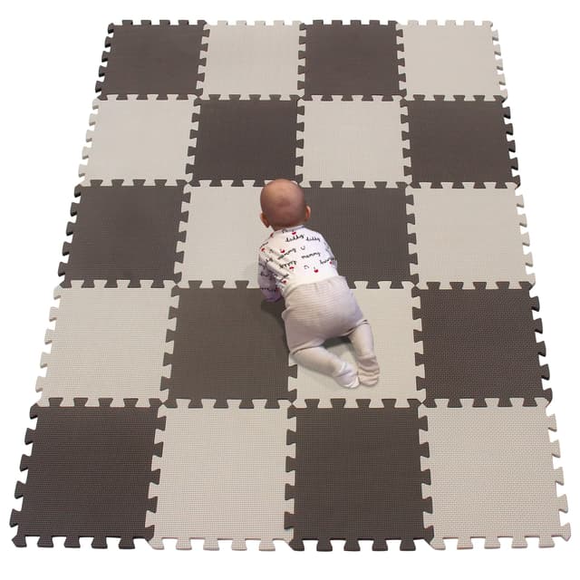 YIMINYUER® 20 Teilige Puzzlematten Baby Spielmatte - Braun Beige 🧩