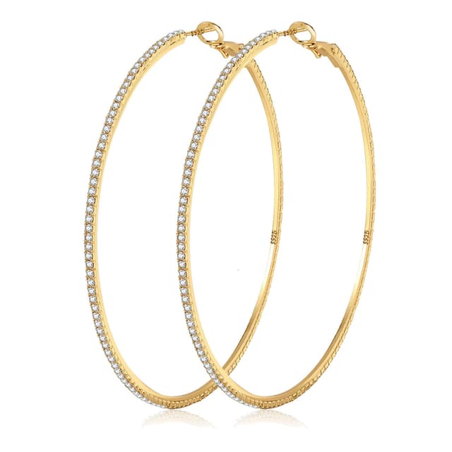 MOROTOLE 14K Gold Strass Ohrringe - Mode Dünn Groß Hypoallergen Reifen für Frauen Mädchen - Schmuck Geschenke 20/30/40/50/60/70mm Gold-70mm