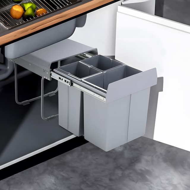 🌟 Warmiehomy Mülleimer Küche Unterschrank 3 Fächer 40L