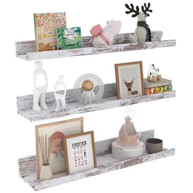 EXYGLO 60cm Rustikales Wandregal 🌿 3 Stück 🌟 Birkenfarbe-60cm