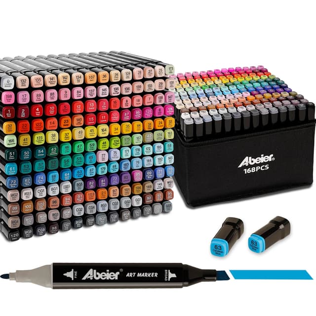 🎨 168 Farben Marker Set Filzstifte Set - Alkohol Marker Twin Tip Marker Textmarker Stift Set