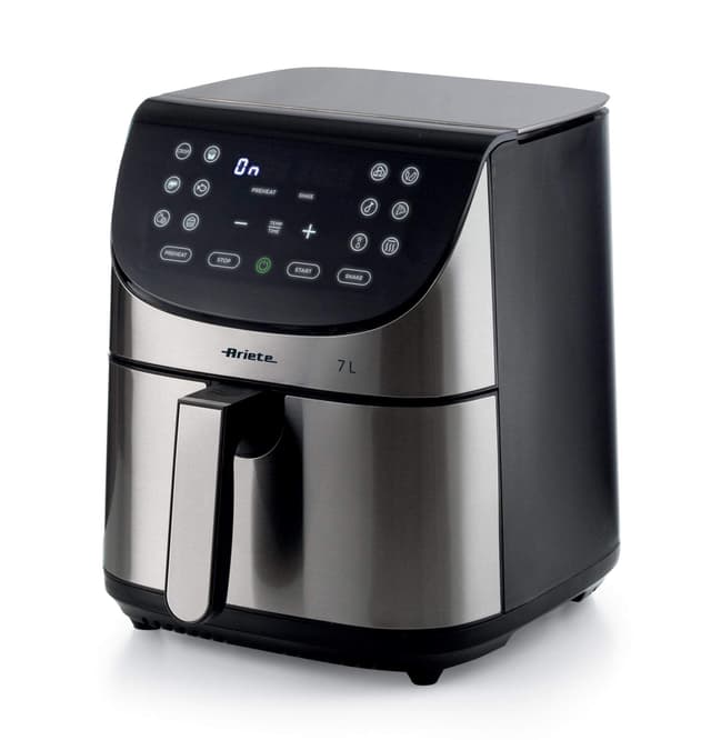 🍟🍗 ARIETE Digitale ölfreie Fritteuse aus gebürstetem Edelstahl - XXL 2 Kilo - Modell 4628