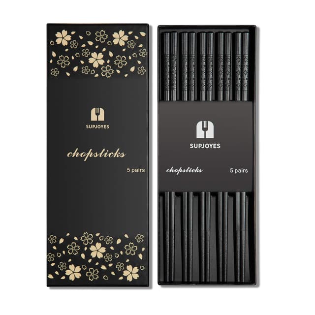 🥢 SUPJOYES 5 Paar Fiberglas-Essstäbchen - 24cm rutschfeste Stäbchen Sakura