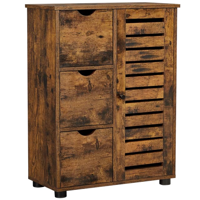 VASAGLE Badezimmerschrank mit 3 Schubladen und Schranktür 🚪 30 x 60 x 80 cm vintagebraun