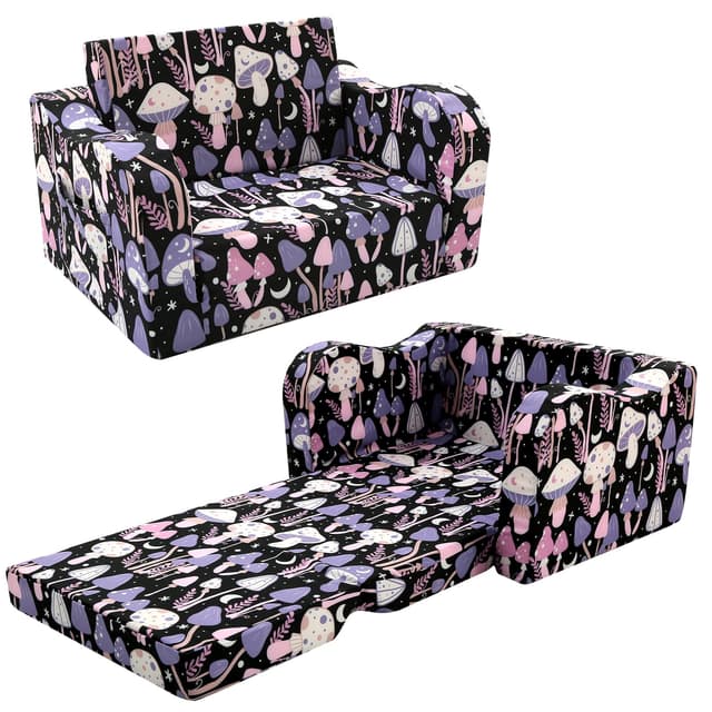 🍄 MeMoreCool Kindercouch Kindersofa Ausklappbar 3-in-1 Kinder Sofa mit Schlaffunktion