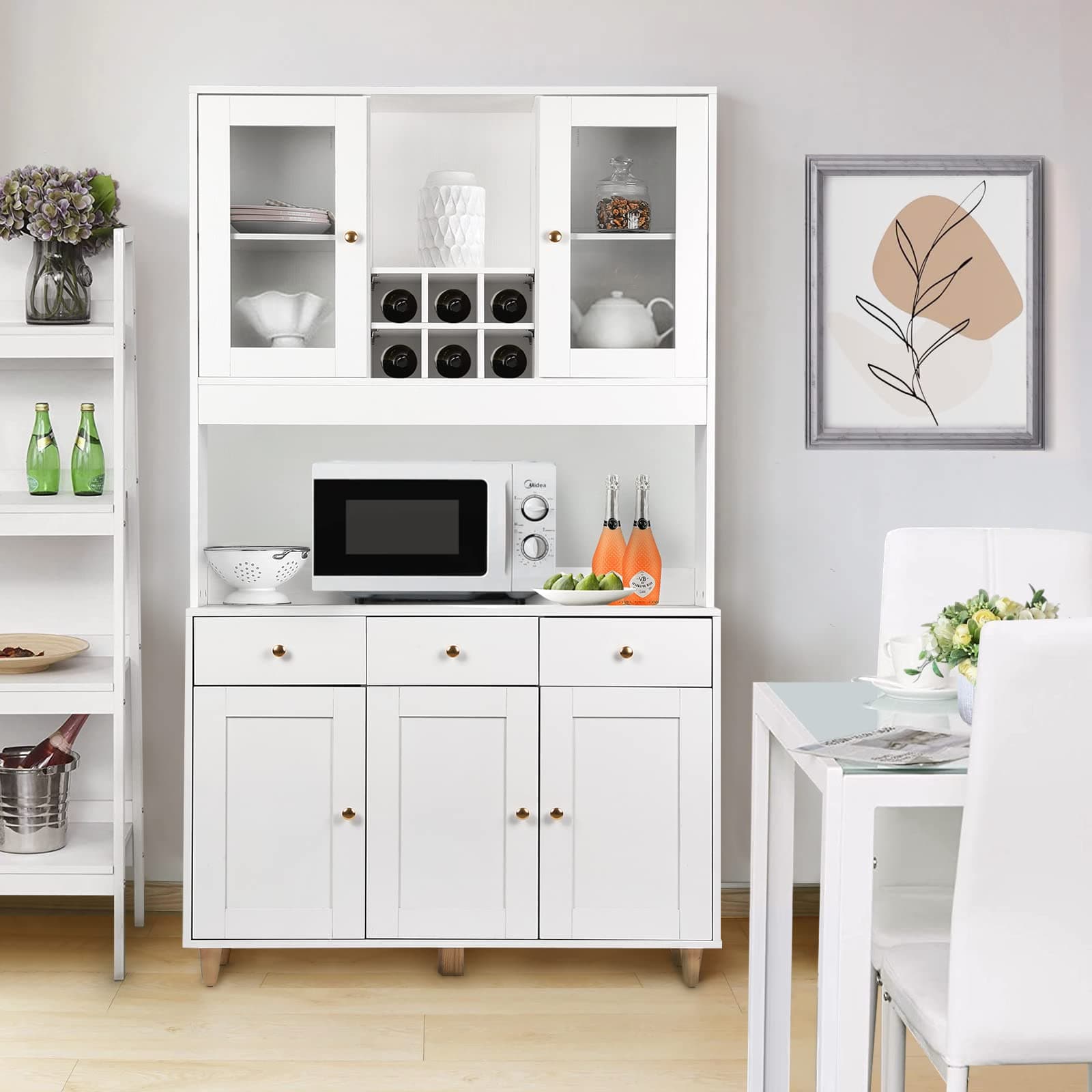 VOWNER Küchenschrank Hochschrank Küchenbuffet mit 5 Schränken 🏡