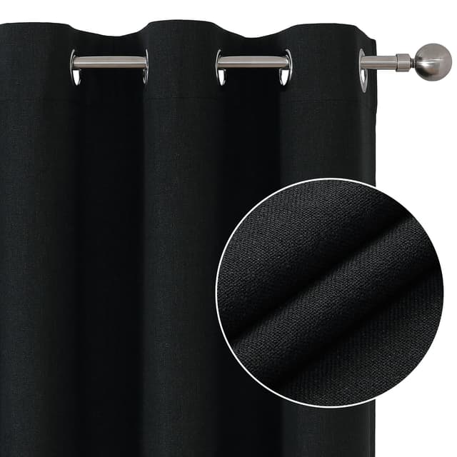 🌟 Joydeco 100% Blickdichte Vorhänge mit Ösen Gardinen Leinenoptik 2 Stück 🌟