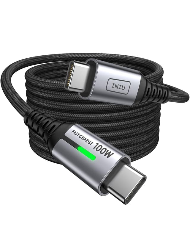 INIU USB C Kabel, 100W [2m] PD3.0 Schnellladekabel USB C auf USB C Schwarz 📱🔋