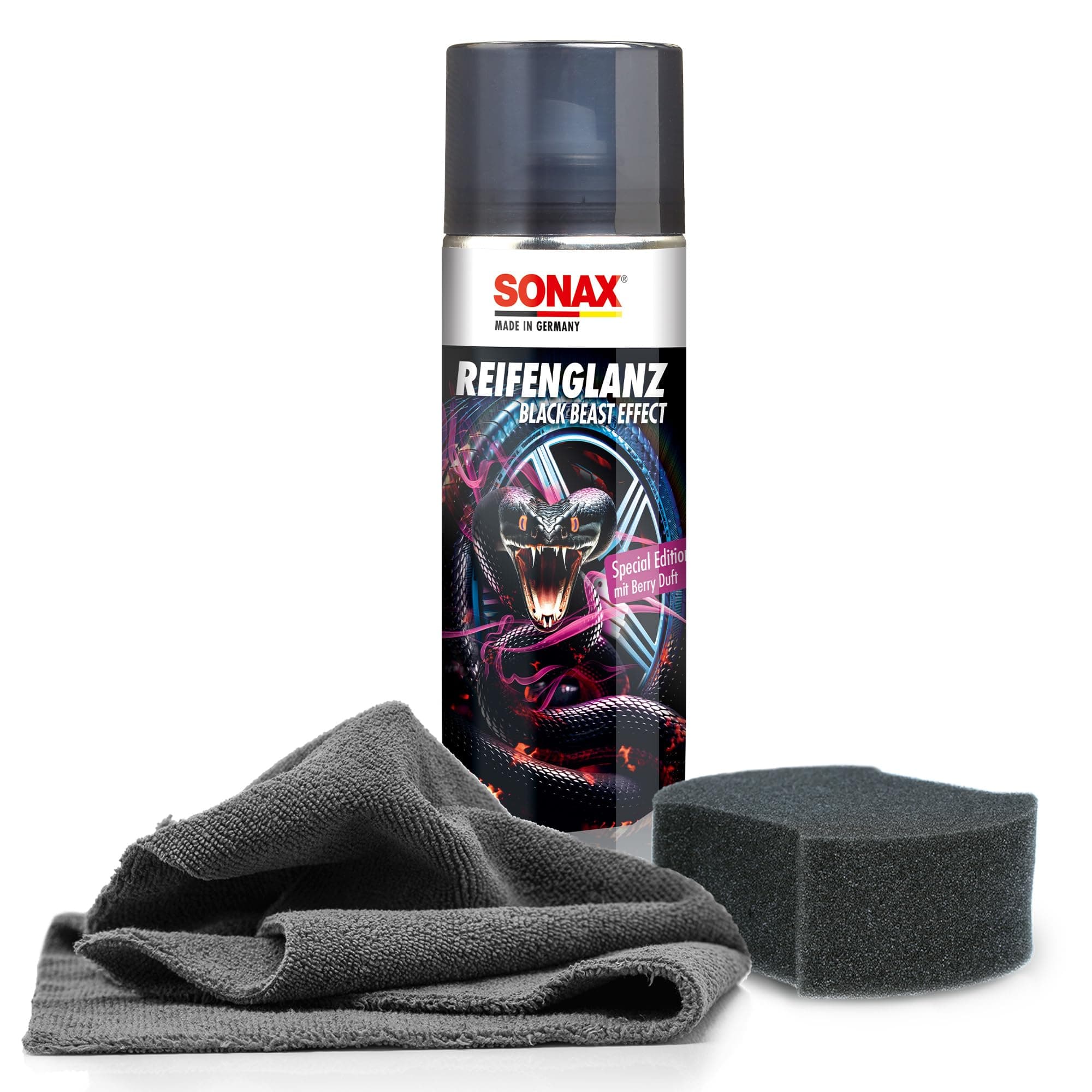 Auto Reifenpflege Set | Sonax ReifenGlanz Special Edition 500ml + Applikator Pad + Mikrofasertuch