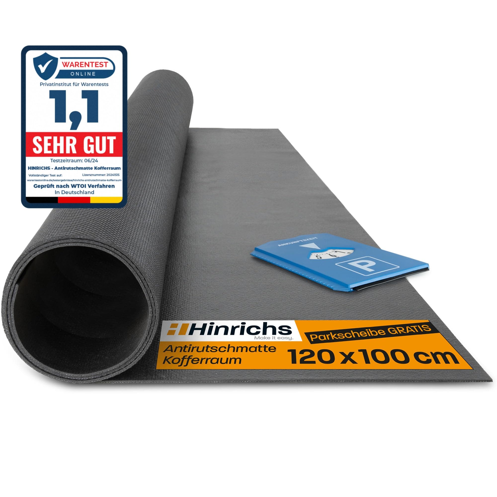 🚗 Hinrichs Antirutschmatte Auto 120 x 100 cm - Kofferraummatte 🛡️