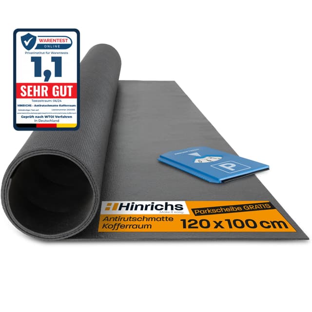 🚗 Hinrichs Antirutschmatte Auto 120 x 100 cm - Kofferraummatte 🛡️