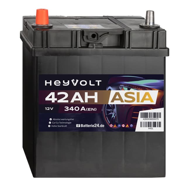 HeyVolt Asia Autobatterie 12V 42Ah 340A/EN Starterbatterie 🚗💥