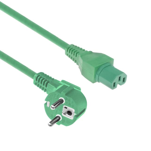 🔌🔋 ACT Warmgerätekabel CEE7/7 nach C15, 1,5m Netzkabel CEE 7/7 (gewinkelt Schutzkontakt) Stromkabel auf C15 Warmgerätebuchse, Stromkabel Grün – AK5296 Recht Grün 1,5m