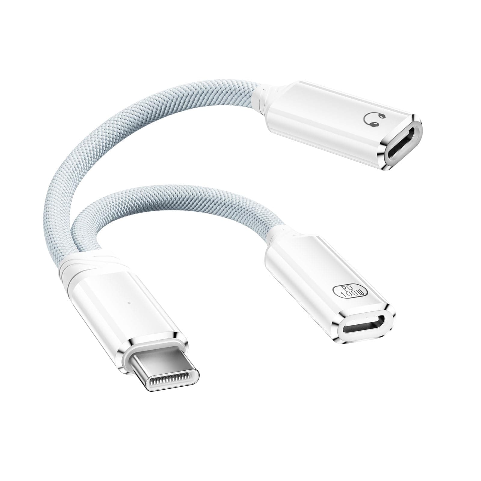 🔥 Deal: Wowfast USB C Splitter 1 zu 2, USB C Doppelstecker mit 100W Laden, Kopfhörer Adapter, USBC Y Splitter (Weiß)