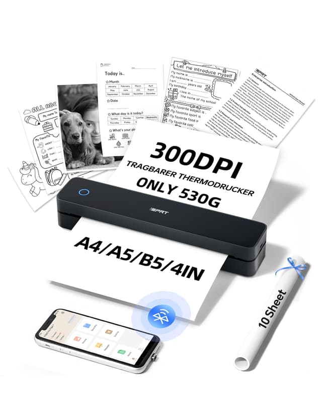 🖨️ iDPRT MT610pro Tragbarer Thermodrucker 300DPI Bluetooth Mobiler Drucker für Unterwegs