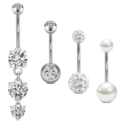 Crdifu Bauchnabelpiercing mit Stein 14G 6/8/10/12/14mm Edelstahl Piercing 🌟👌 4stk-14mm Angebot bei HelloDeals