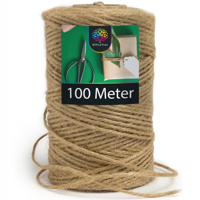 OfficeTree 100m Jutegarn 2mm - Bastelschnur - Kordel Natur - Paketschnur Naturfaser