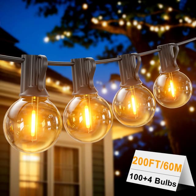 LONIUTO Lichterkette Außen 60M Balkon 🌟 100+4 G40 Glühbirnen - Deal 49.69€