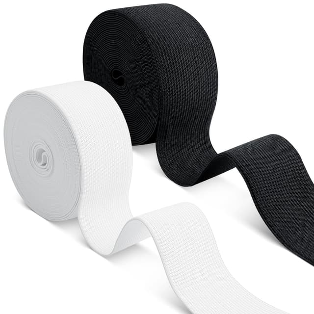 🧵 Romon Gummiband Breit Nähen, 40mm × 10m Gummibänder Nähen - 2 Stück Elastisches Band Gummizug Schwarz Weiß
