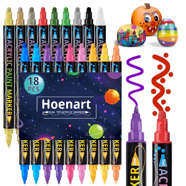 🎨 Acrylfarben Stifte für Steine Wasserfest 18 Farben Dual Tip
