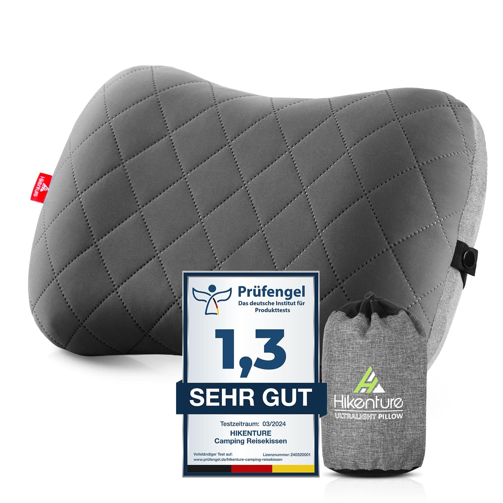 🏕️ HIKENTURE Aufblasbares Campingkissen mit abnehmbarem Kissenbezug 🏕️