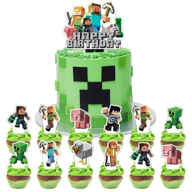 🎮🎂 YOGARTH 25 Stück Pixel Tortendeko Jungen 🎉🎁