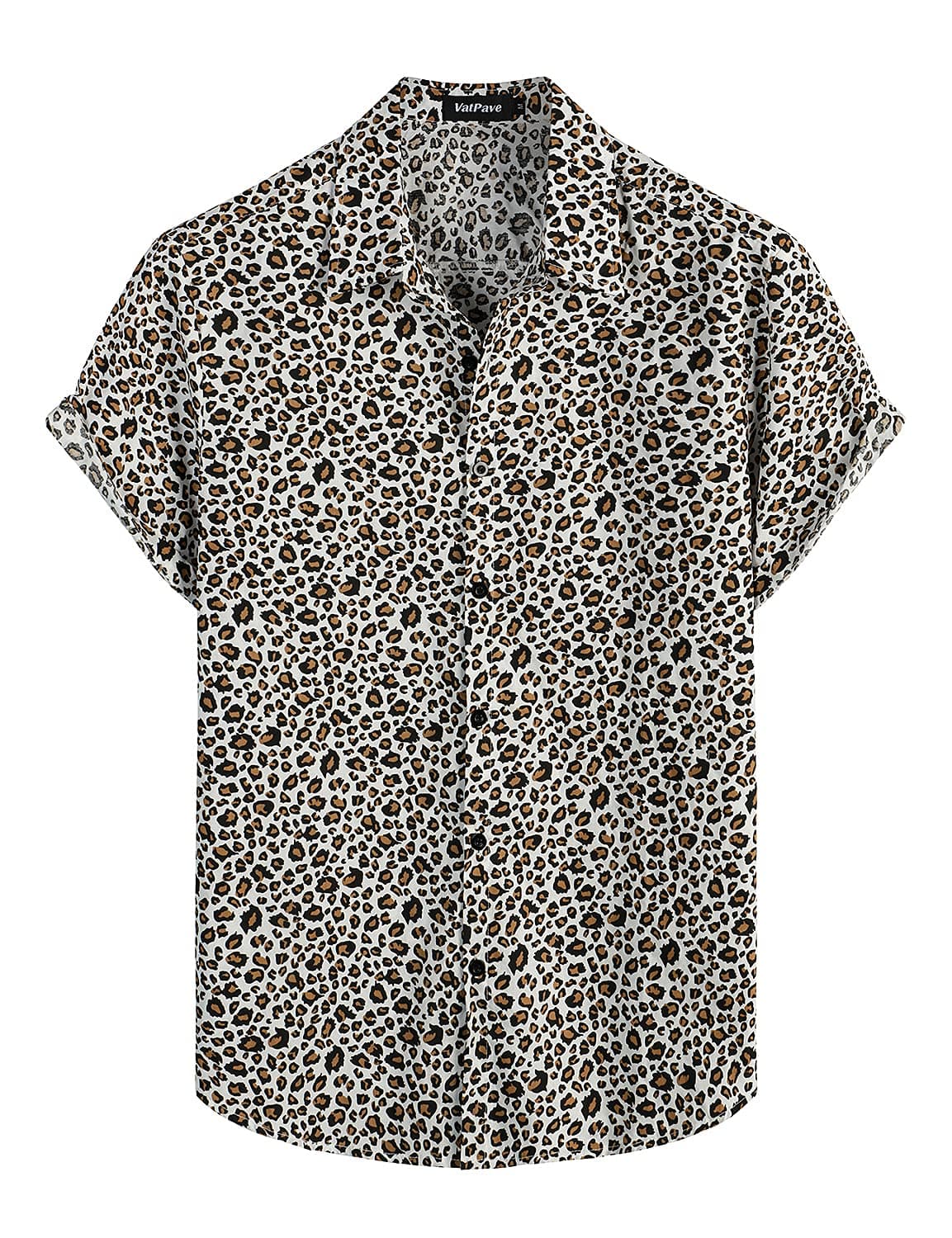 🌺 VATPAVE Herren Baumwolle Hawaii Hemd Männer Blumen Freizeit Kurzarmhemd Sommerhemd L Weiß Leopard - Angebot