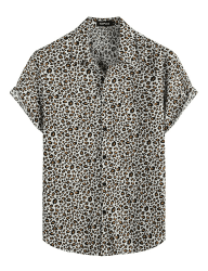 🌺 VATPAVE Herren Baumwolle Hawaii Hemd Männer Blumen Freizeit Kurzarmhemd Sommerhemd L Weiß Leopard - Angebot