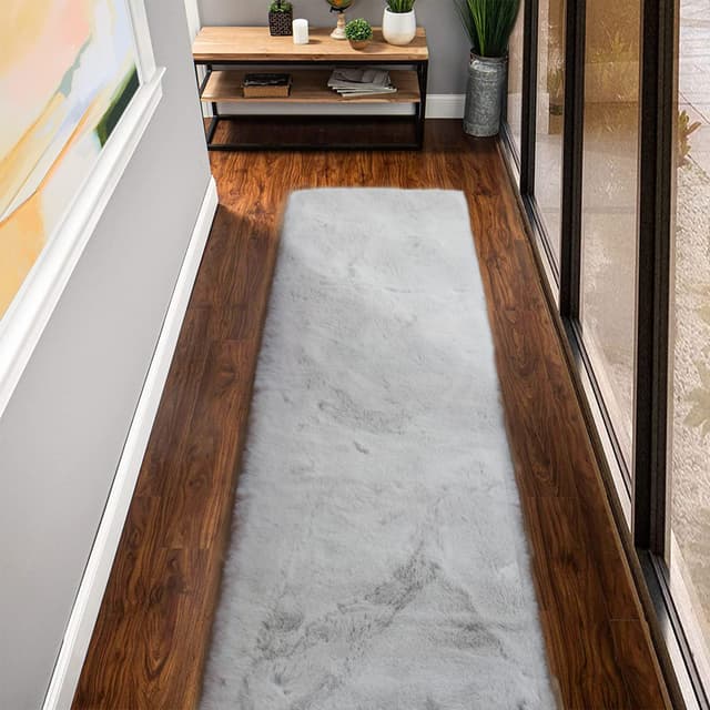 Orinova Teppich Schlafzimmer Flauschig Läufer 60x240 cm Grau 🏡🐰