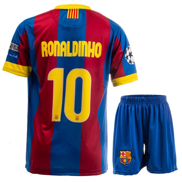 NIHMEX Barcelona Heim Legende #10 Ronaldinho Retro Fußball Kinder Trikot Shorts Set