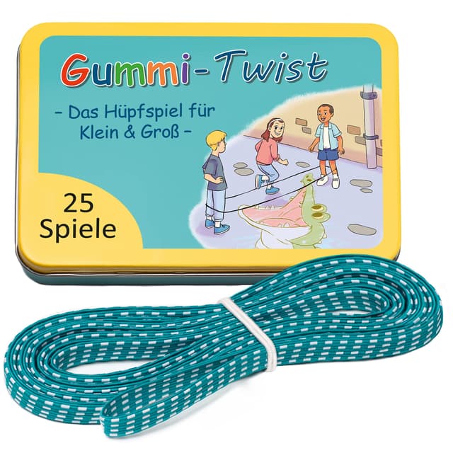 GLÜCKSWOLKE Gummitwist + Buch mit 25 Spiele 🌈 - Indoor & Outdoor Spielzeug für Kinder ab 6-10 Jahre