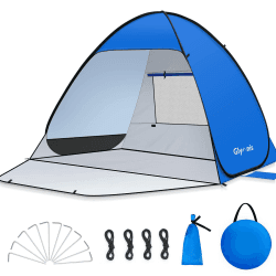 🏖️ Glymnis Strandmuschel Pop Up Strandzelt UV-Schutz 50+ Blau Angebot bei HelloDeals