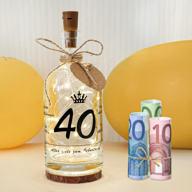 Personalisiertes LED Flaschenlicht zum 40. Geburtstag 🎁🎉