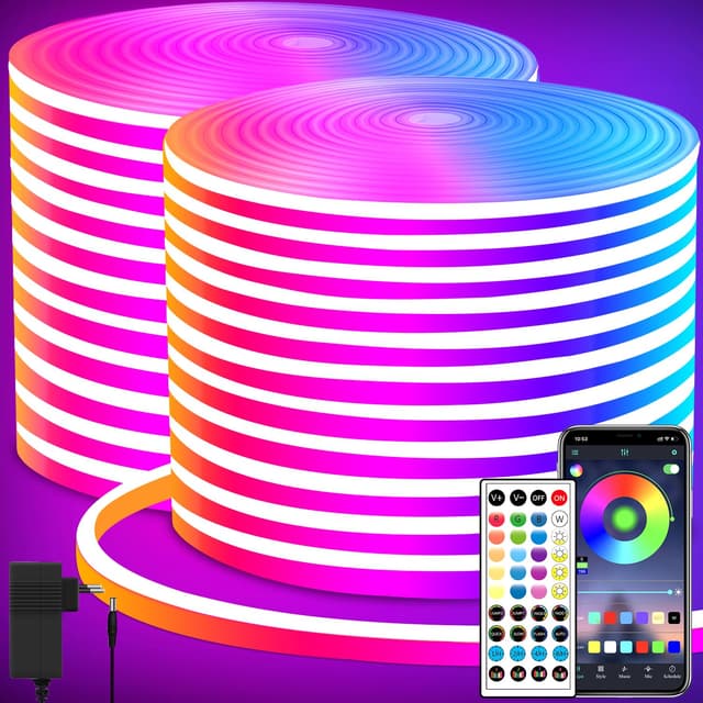 segrass LED Neon Strip,DC 24V 40M RGB Neon LED band APP Fernbedienungen Steuerung