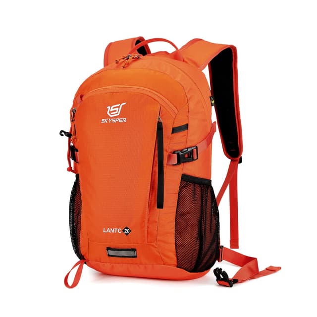 SKYSPER Leicht Wanderrucksack Klein Rucksack mit Rückenbelüftung Trekkingrucksack 20Liter Orange 🎒🏞️