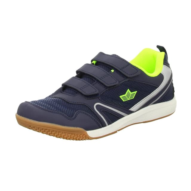 👧👟 Lico Mädchen Boulder V Hallenturnschuhe 33 EU Marine Lemon 🍋 - Sportschuh für Kinder und Jugendliche