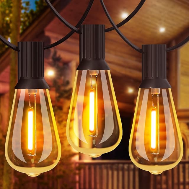 GLUROO Lichterkette Außen,18M Lichterkette außen strom mit 31pcs ST38 LED Glühbirnen,2200K Warmweiß,Wasserdicht Außen Lichterketten für Garten,Terrasse,Partys 18M-ST38 🌟