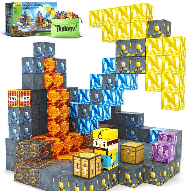 Toylogy Magnetische Bausteine-Bauen Mine Magnete Welt Edition Spitzhacke Caverns Magnetic Tiles 🧲🌍🔨