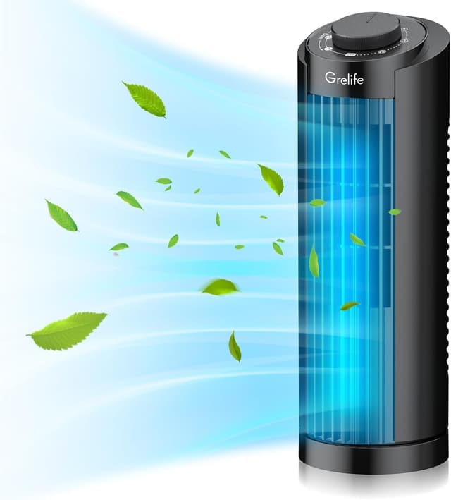 🌀 Grelife Turmventilator Schwarz | Leise & Effizient | Schnelle Kühlung für Zuhause & Büro 🌬️