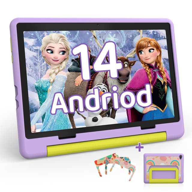 HotLight Android 14 Tablet 10 Zoll Kinder Tablet Octa Core mit Gesichtserkennung Lila 🌈