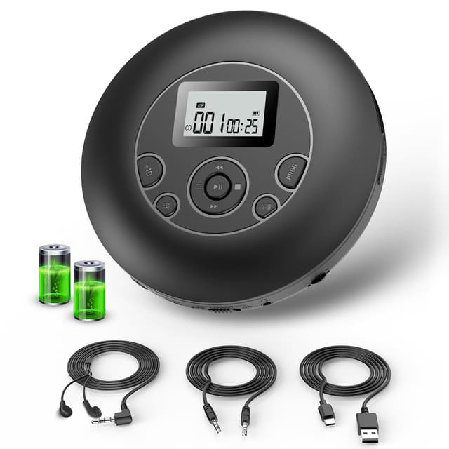 🎶 DESOBRY Tragbarer CD-Player mit Kopfhörer 🎧