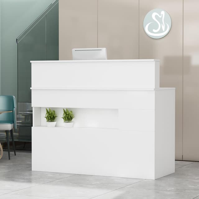 🌟 PREMTURE Empfangstheke mit Schubladen, Rezeption in weiß 🌟