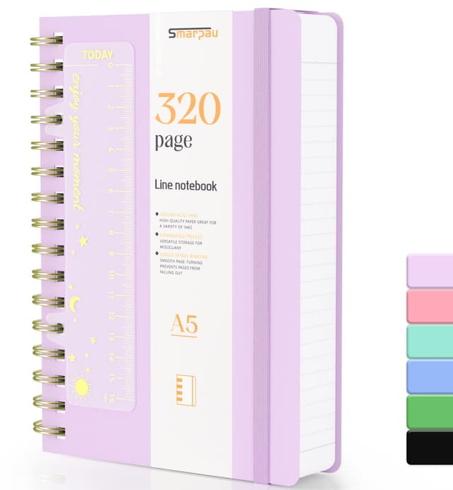 📒 Smarpau Spiral Notizbuch A5 Ringbuch, Liniert Journal, Hardcover PVC Notizbücher 320 Seiten 100gsm Dickes Papier zum Schreiben