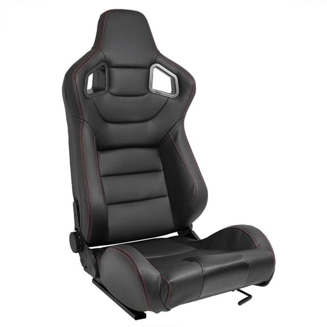 🏎️ Rüste dein Auto auf - AUTO-STYLE Sportsitze 'RK' in Schwarz Kunstleder + Rote Naten