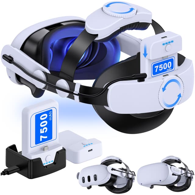 🎮 MQ Series Elite Strap für Meta Quest 3S/3/Quest 2 - Verstellbarer VR Head Strap mit 15000mAh Akku und Ladestation