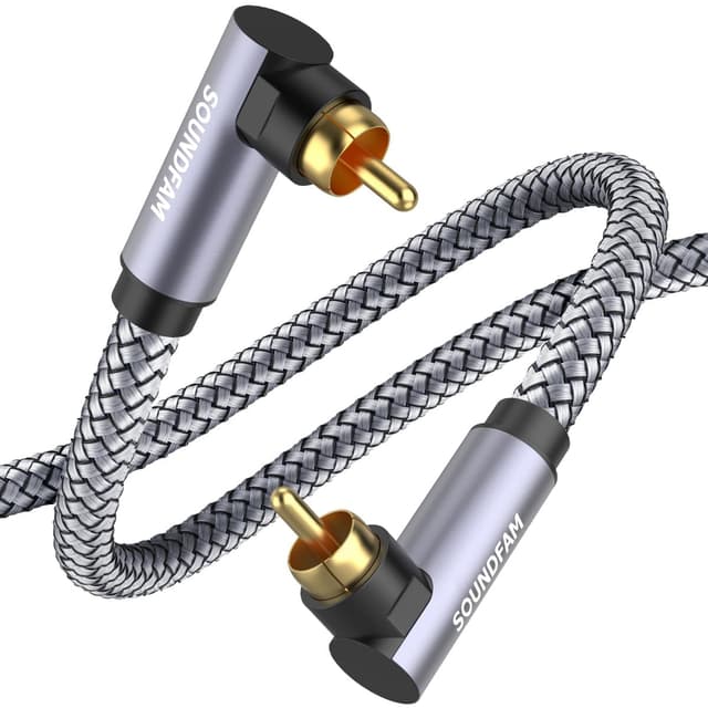 SOUNDFAM Upgrade Dual 90 Grad Subwoofer Kabel - Rechtwinkliges Cinch Kabel RCA Digital Audio Koaxial Kabel